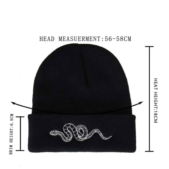 Men’s / Unisex Serpent Snake Black Beanie Hat - Picture 4 of 4